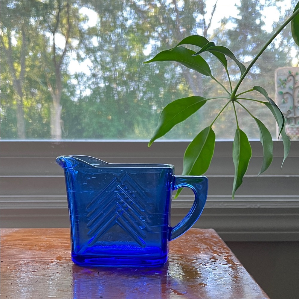 Cobalt Blue Chevron Creamer